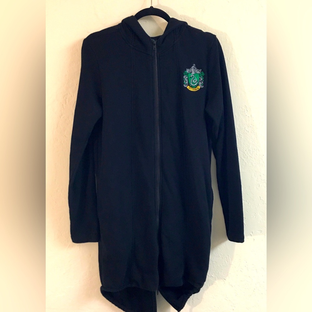 Harry Potter Slytherin Hooded Oversized Full Zip Sweatshirt Jacket XS Bl…